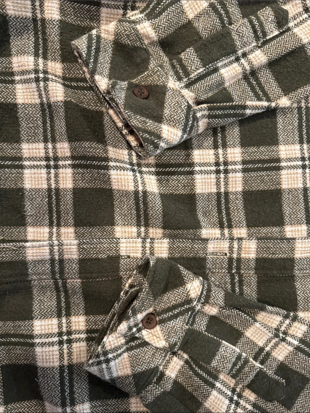 Sovereign Code Olive and Cream Plaid Button-Down Shirt